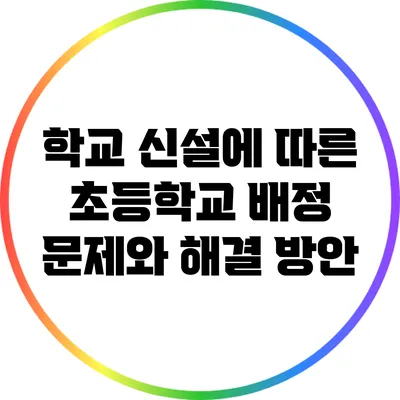 학교 신설에 따른 초등학교 배정 문제와 해결 방안