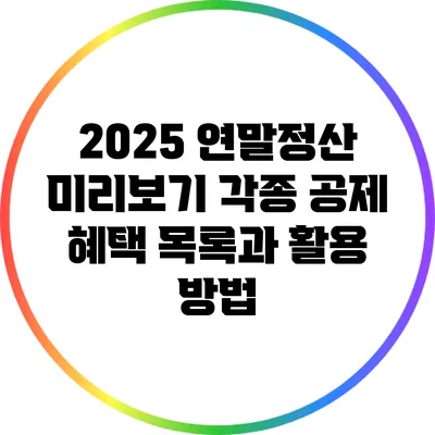 2025 연말정산 미리보기: 각종 공제 혜택 목록과 활용 방법