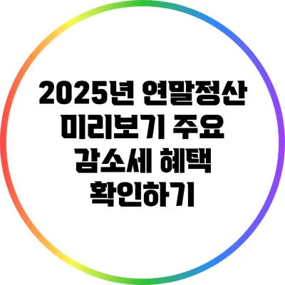 2025년 연말정산 미리보기: 주요 감소세 혜택 확인하기