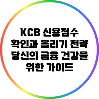 KCB 신용점수 확인과 올리기 전략: 당신의 금융 건강을 위한 가이드