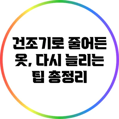 건조기로 줄어든 옷, 다시 늘리는 팁 총정리