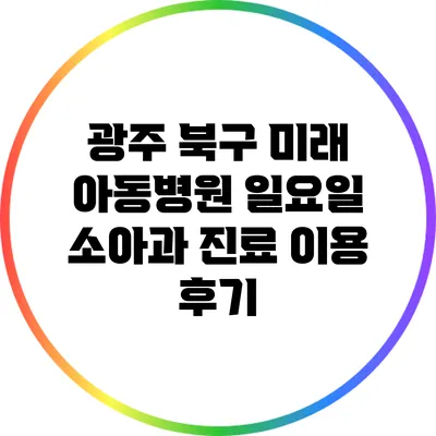 광주 북구 미래 아동병원 일요일 소아과 진료 이용 후기