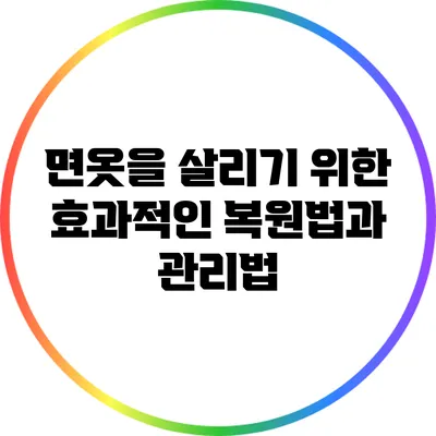 면옷을 살리기 위한 효과적인 복원법과 관리법