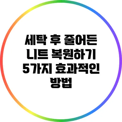 세탁 후 줄어든 니트 복원하기: 5가지 효과적인 방법