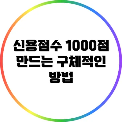 신용점수 1000점 만드는 구체적인 방법