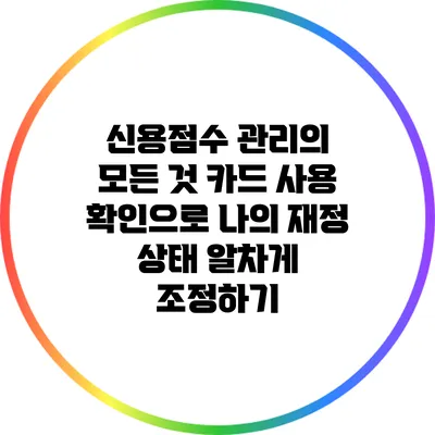 신용점수 관리의 모든 것: 카드 사용 확인으로 나의 재정 상태 알차게 조정하기