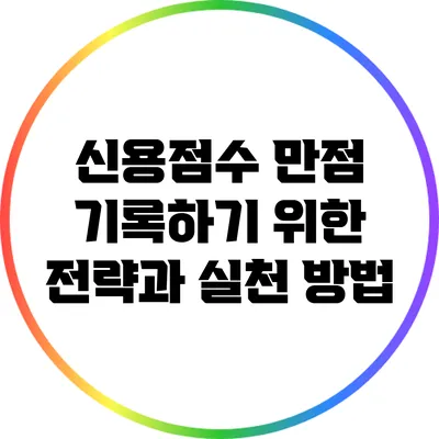 신용점수 만점 기록하기 위한 전략과 실천 방법
