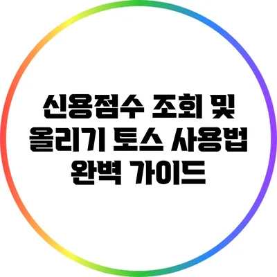 신용점수 조회 및 올리기: 토스 사용법 완벽 가이드