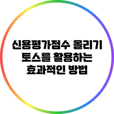 신용평가점수 올리기: 토스를 활용하는 효과적인 방법