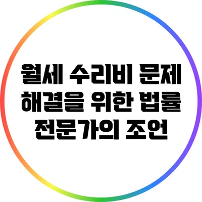 월세 수리비 문제 해결을 위한 법률 전문가의 조언