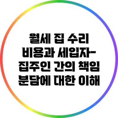 월세 집 수리 비용과 세입자-집주인 간의 책임 분담에 대한 이해