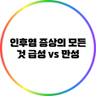 인후염 증상의 모든 것: 급성 vs 만성