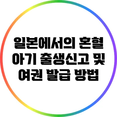 일본에서의 혼혈 아기 출생신고 및 여권 발급 방법
