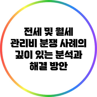 전세 및 월세 관리비 분쟁 사례의 깊이 있는 분석과 해결 방안