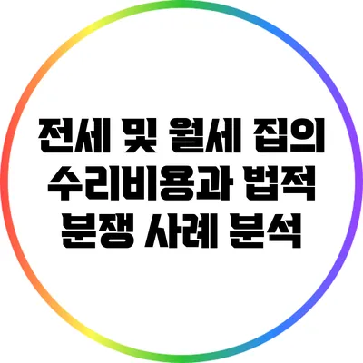 전세 및 월세 집의 수리비용과 법적 분쟁 사례 분석
