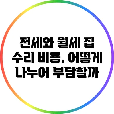 전세와 월세 집 수리 비용, 어떻게 나누어 부담할까?