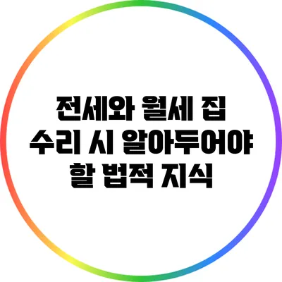 전세와 월세 집 수리 시 알아두어야 할 법적 지식