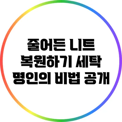 줄어든 니트 복원하기: 세탁 명인의 비법 공개