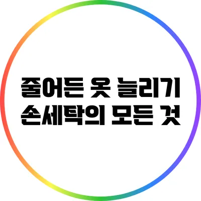 줄어든 옷 늘리기: 손세탁의 모든 것