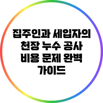 집주인과 세입자의 천장 누수 공사 비용 문제 완벽 가이드