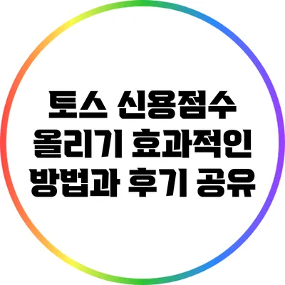 토스 신용점수 올리기: 효과적인 방법과 후기 공유