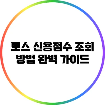 토스 신용점수 조회 방법: 완벽 가이드
