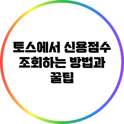 토스에서 신용점수 조회하는 방법과 꿀팁