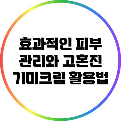 효과적인 피부 관리와 고혼진 기미크림 활용법