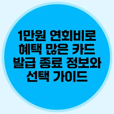 1만원 연회비로 혜택 많은 카드: 발급 종료 정보와 선택 가이드