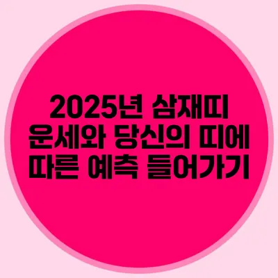 2025년 삼재띠 운세와 당신의 띠에 따른 예측 들어가기