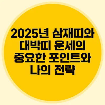 2025년 삼재띠와 대박띠: 운세의 중요한 포인트와 나의 전략