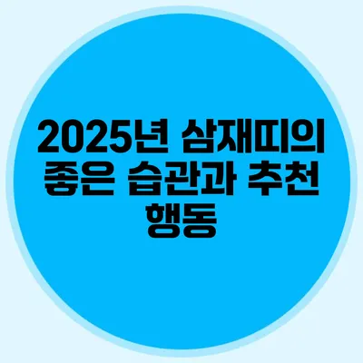 2025년 삼재띠의 좋은 습관과 추천 행동