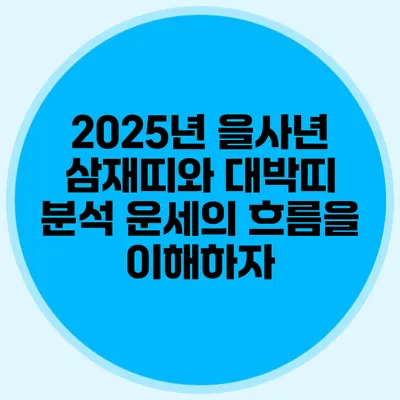 2025년 을사년 삼재띠와 대박띠 분석: 운세의 흐름을 이해하자