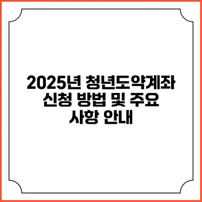 2025년 청년도약계좌 신청 방법 및 주요 사항 안내