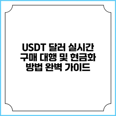 USDT 달러 실시간 구매 대행 및 현금화 방법 완벽 가이드