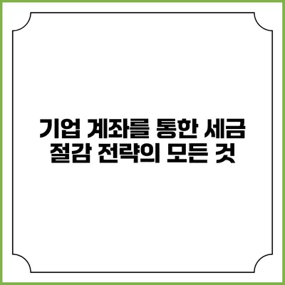 기업 계좌를 통한 세금 절감 전략의 모든 것
