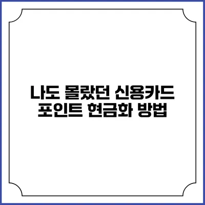 나도 몰랐던 신용카드 포인트 현금화 방법