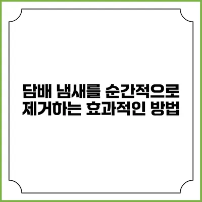 담배 냄새를 순간적으로 제거하는 효과적인 방법