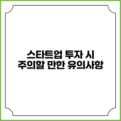 스타트업 투자 시 주의할 만한 유의사항