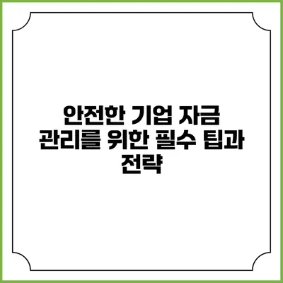 안전한 기업 자금 관리를 위한 필수 팁과 전략