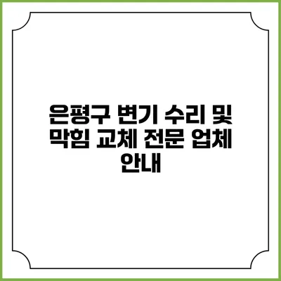 은평구 변기 수리 및 막힘 교체 전문 업체 안내