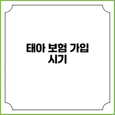 태아 보험 가입 시기