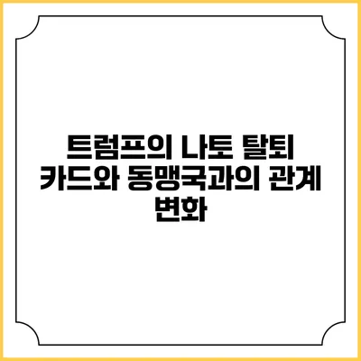 트럼프의 나토 탈퇴 카드와 동맹국과의 관계 변화
