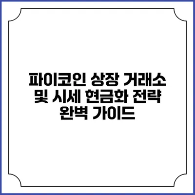 파이코인 상장 거래소 및 시세 현금화 전략 완벽 가이드