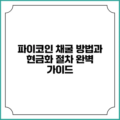 파이코인 채굴 방법과 현금화 절차 완벽 가이드