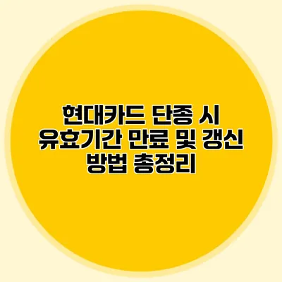 현대카드 단종 시 유효기간 만료 및 갱신 방법 총정리