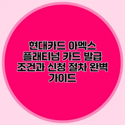 현대카드 아멕스 플래티넘 카드 발급 조건과 신청 절차 완벽 가이드