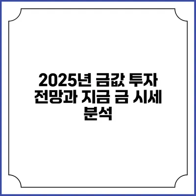 2025년 금값 투자 전망과 지금 금 시세 분석