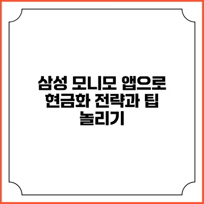 삼성 모니모 앱으로 현금화 전략과 팁 놀리기