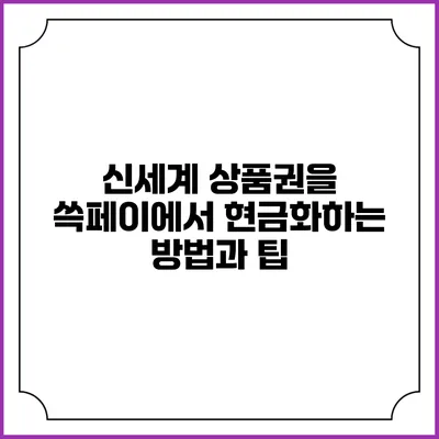 신세계 상품권을 쓱페이에서 현금화하는 방법과 팁